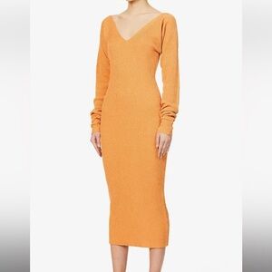 Remain Birger Christensen Linen Knit V-Neck Long Sleeve Dress